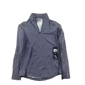 Ibkul 1/4 Zip Mini Check Long Sleeve Mock Neck Top UPF 50+ Womens XS NEW